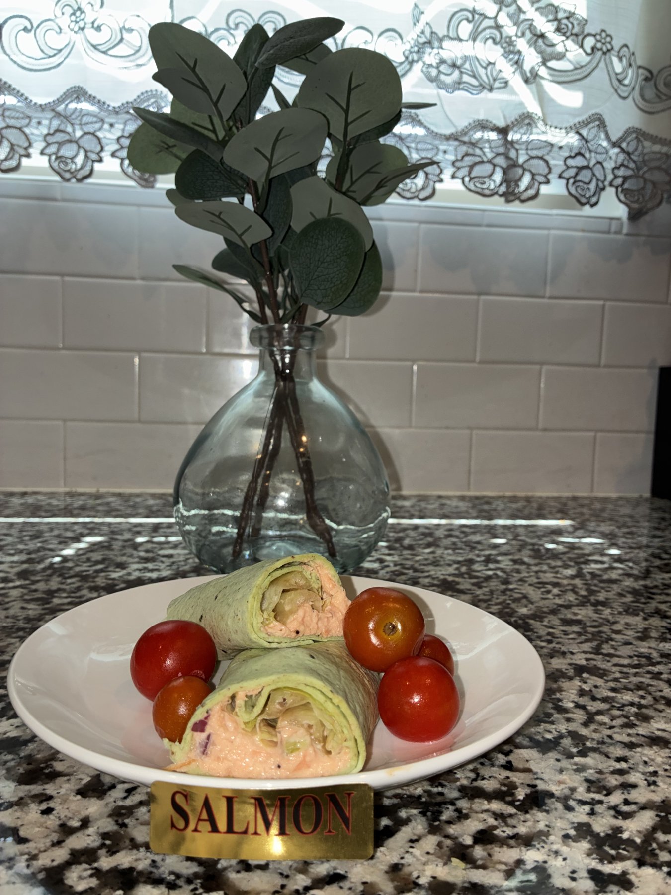 Stuff N Smoke smoked salmon wrap on a plate